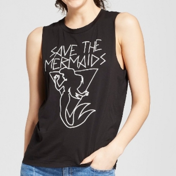 Disney Tops - 🖤Save The Mermaids Black Tank
